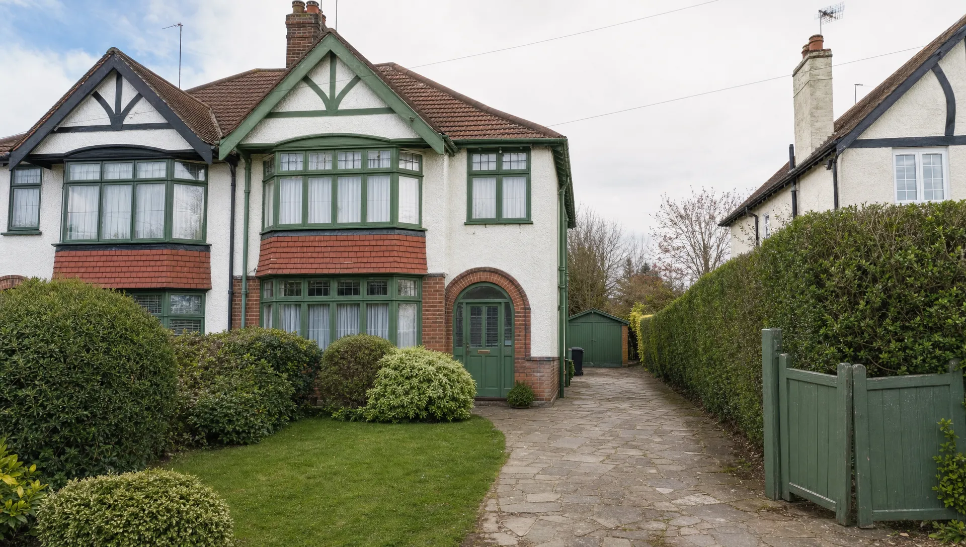 An unoccupied 1930s semi-detached home in Ickenham stands behind a tidy front garden, ready for a probate sale review.